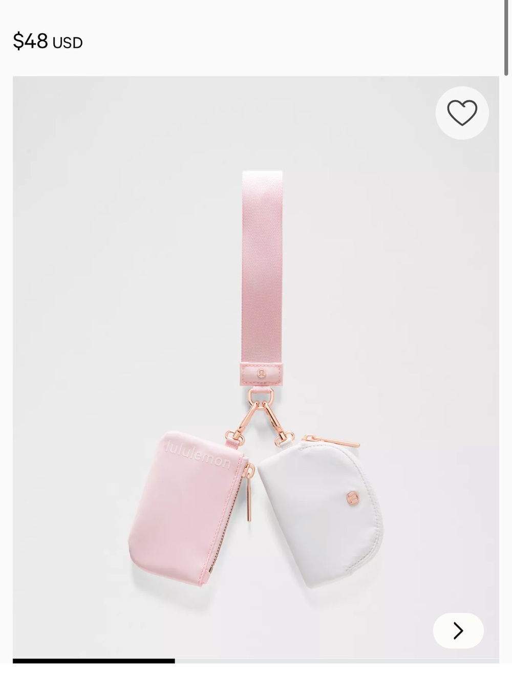lululemon athletica Pink and White Double Pouch Strap with Rose Gold Hardware